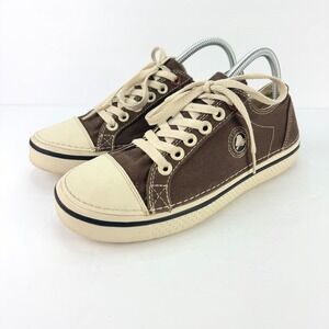 Crocs Womens 10 Mens 8 Hover Lace Up Canvas Sneakers Espresso Brown Khaki